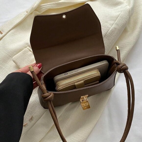 Women's Leather Flap Clutch Shoulder Bag Vintage Adjustable Strap Purse - Picture 5 of 8